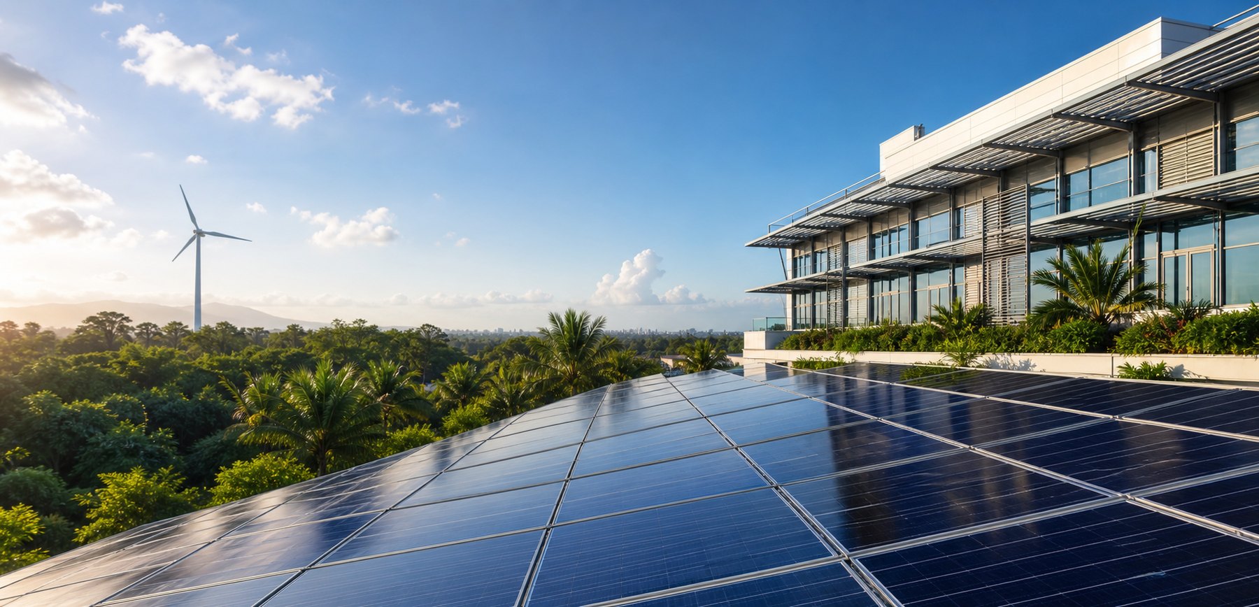 Solar panels producing clean renewable energy